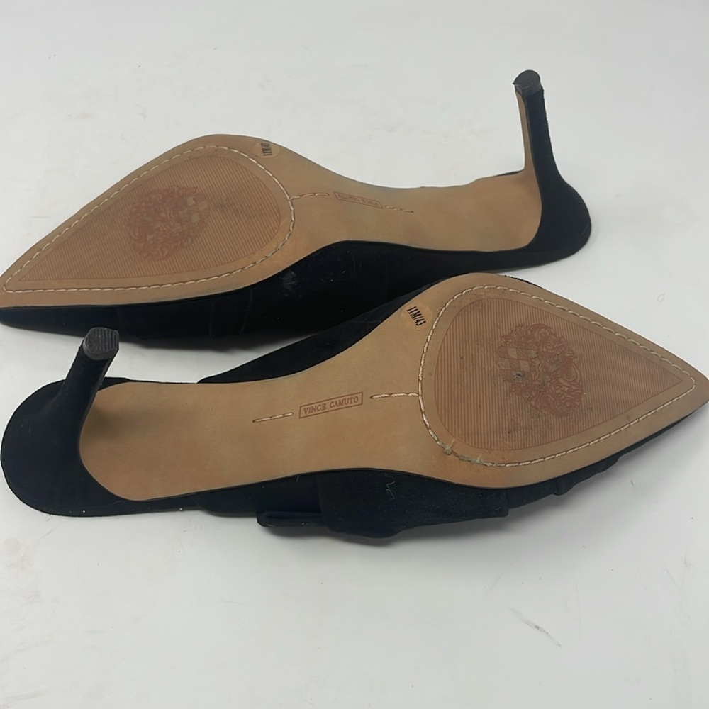 Vince Camuto Black Faux Suede Mule Heels Size 11 - Picture 7 of 13